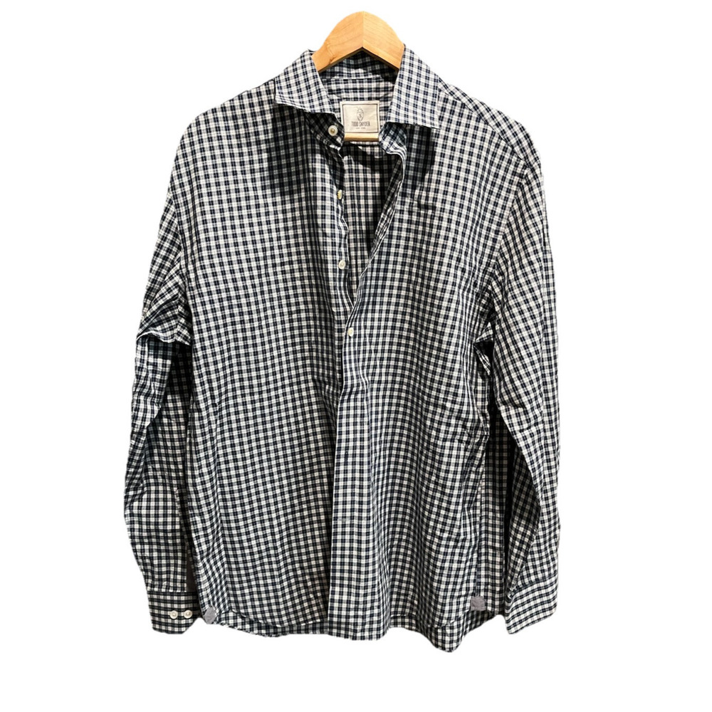 Todd Snyder Navy Check Men's Button Up Dress Shirt Size 17‎ (34/35)